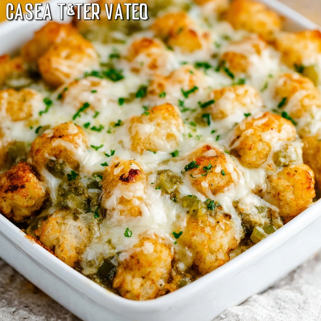 Salsa Verde Chicken Tater Tot Casserole Recipe - Recipe Image
