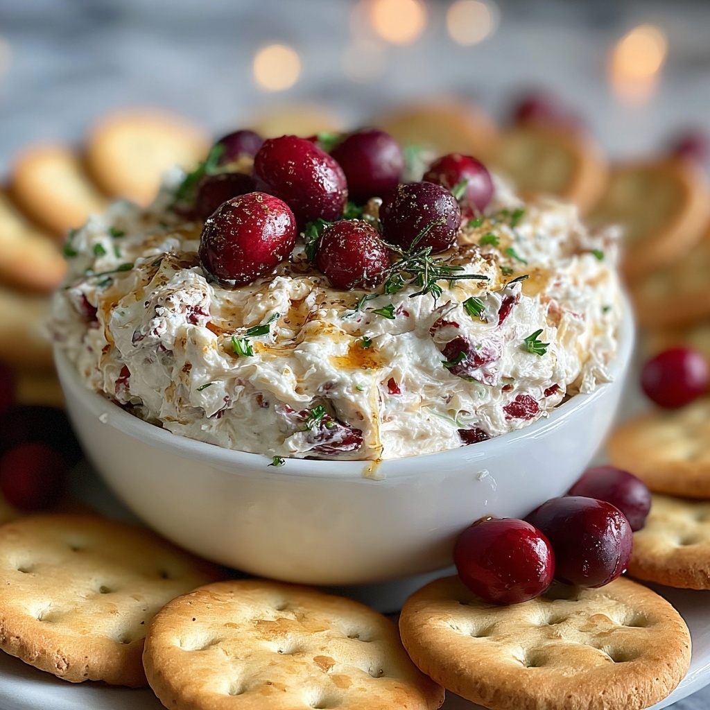 Sweet & Tangy Cranberry Whipped Feta Dip with Crackers Recipe - Recipe Image