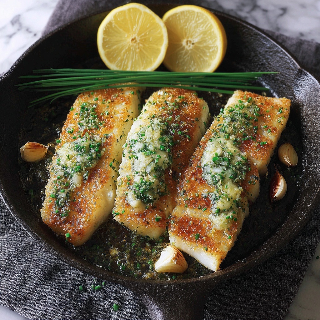 Pan-Roasted Sea Bass with Garlic Butter Recipe - Recipe Image