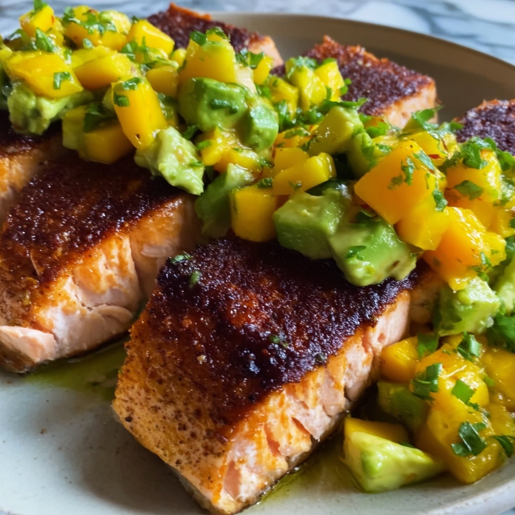 BBQ Salmon with Mango Avocado Salsa Recipe - Recipe Image