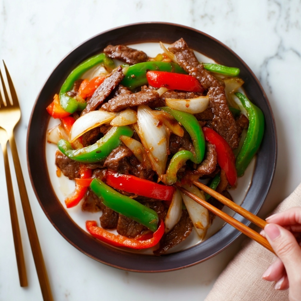 Pepper Steak Stir-Fry with Bell Peppers and Onion Recipe - Recipe Image