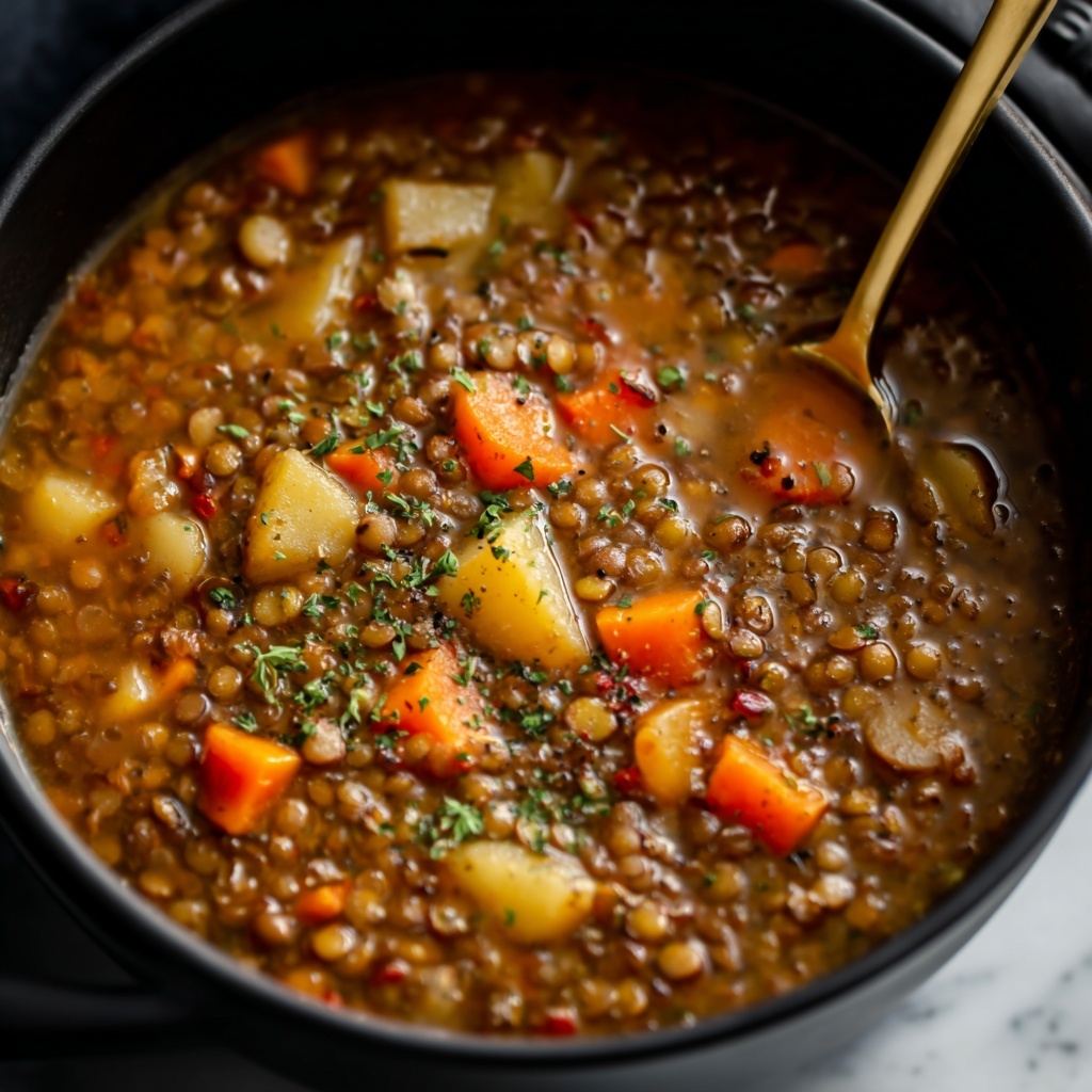 Hearty Lentil Soup with Ground Beef Recipe - Recipe Image