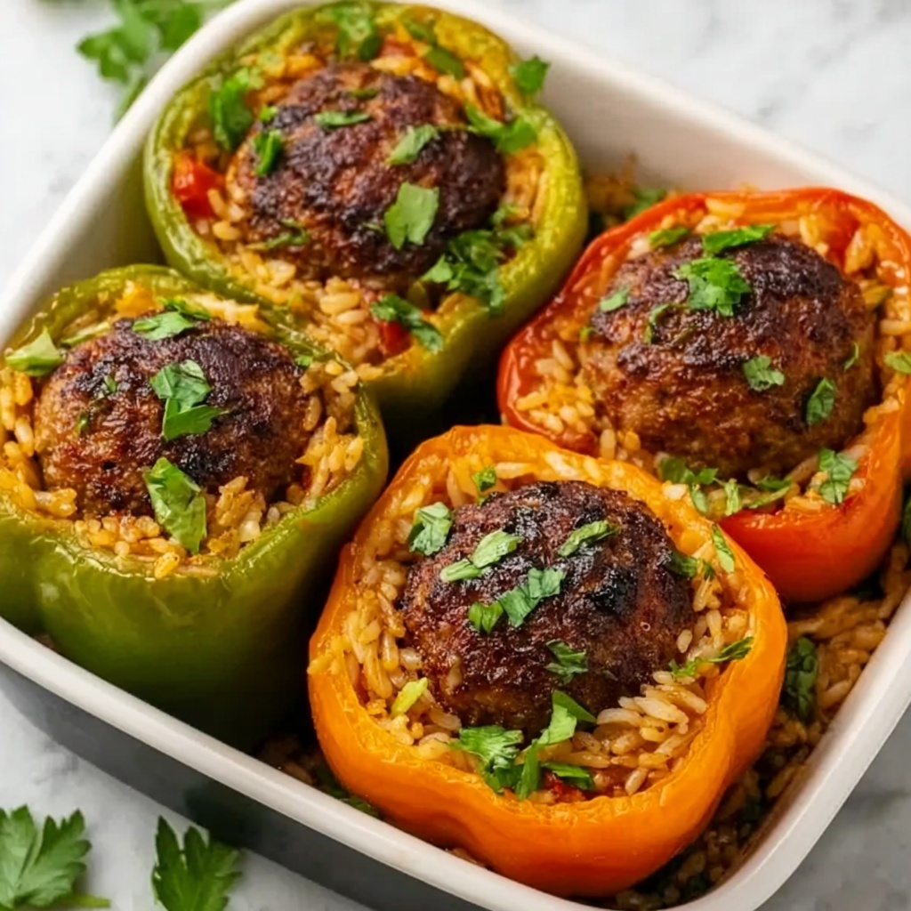 Stuffed Bell Peppers with Rice and Kefta Recipe - Recipe Image