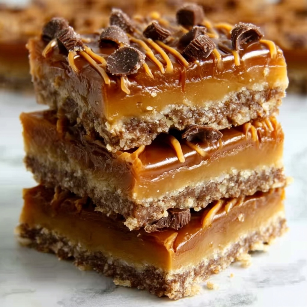 Chocolate Caramel Oatmeal Cookie Bars Recipe - Recipe Image