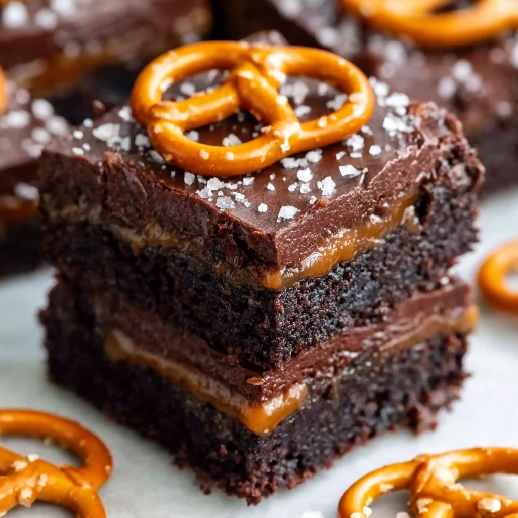 Salted Caramel Pretzel Brownies Recipe - Recipe Image