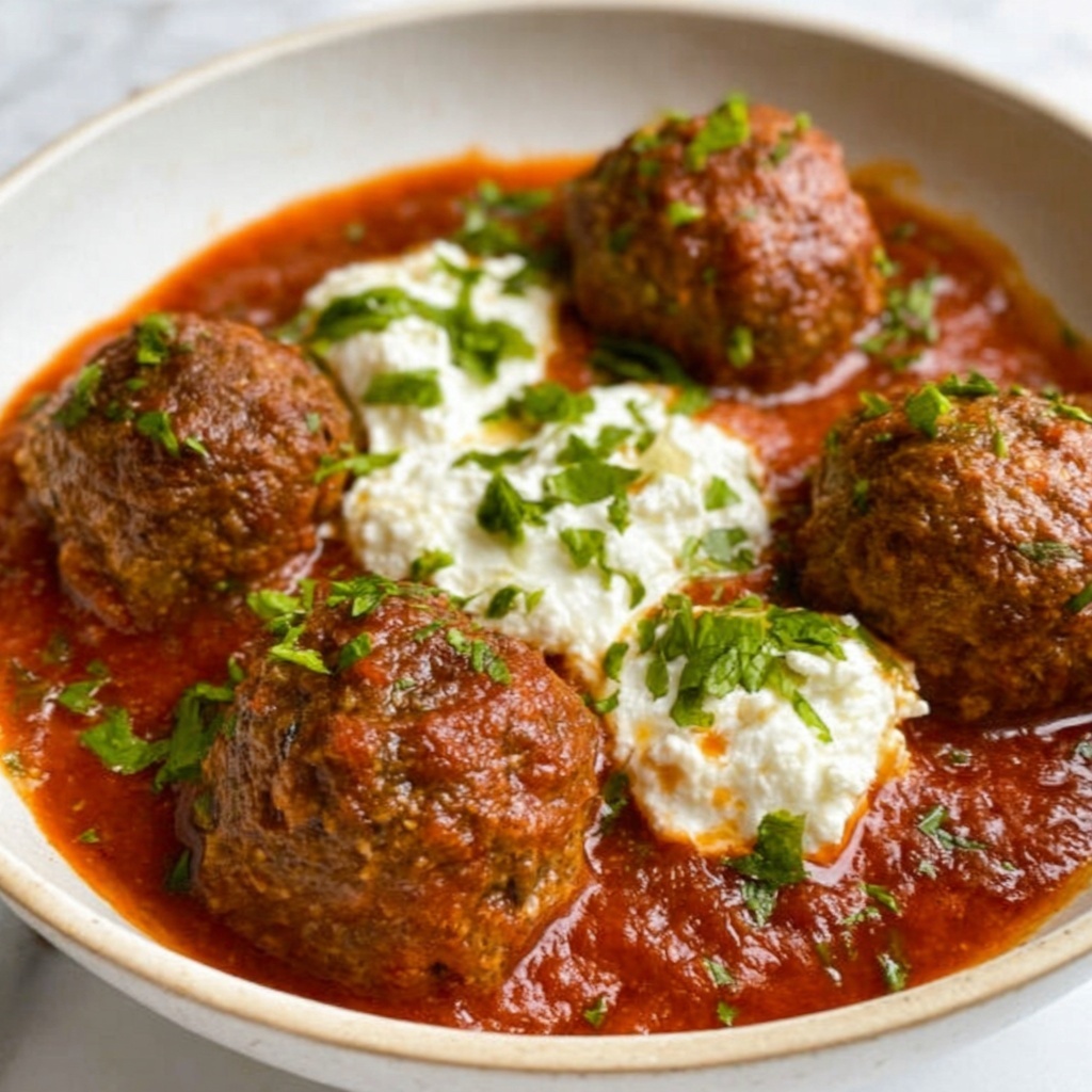 Ricotta Meatballs in Creamy Marinara Recipe - Recipe Image