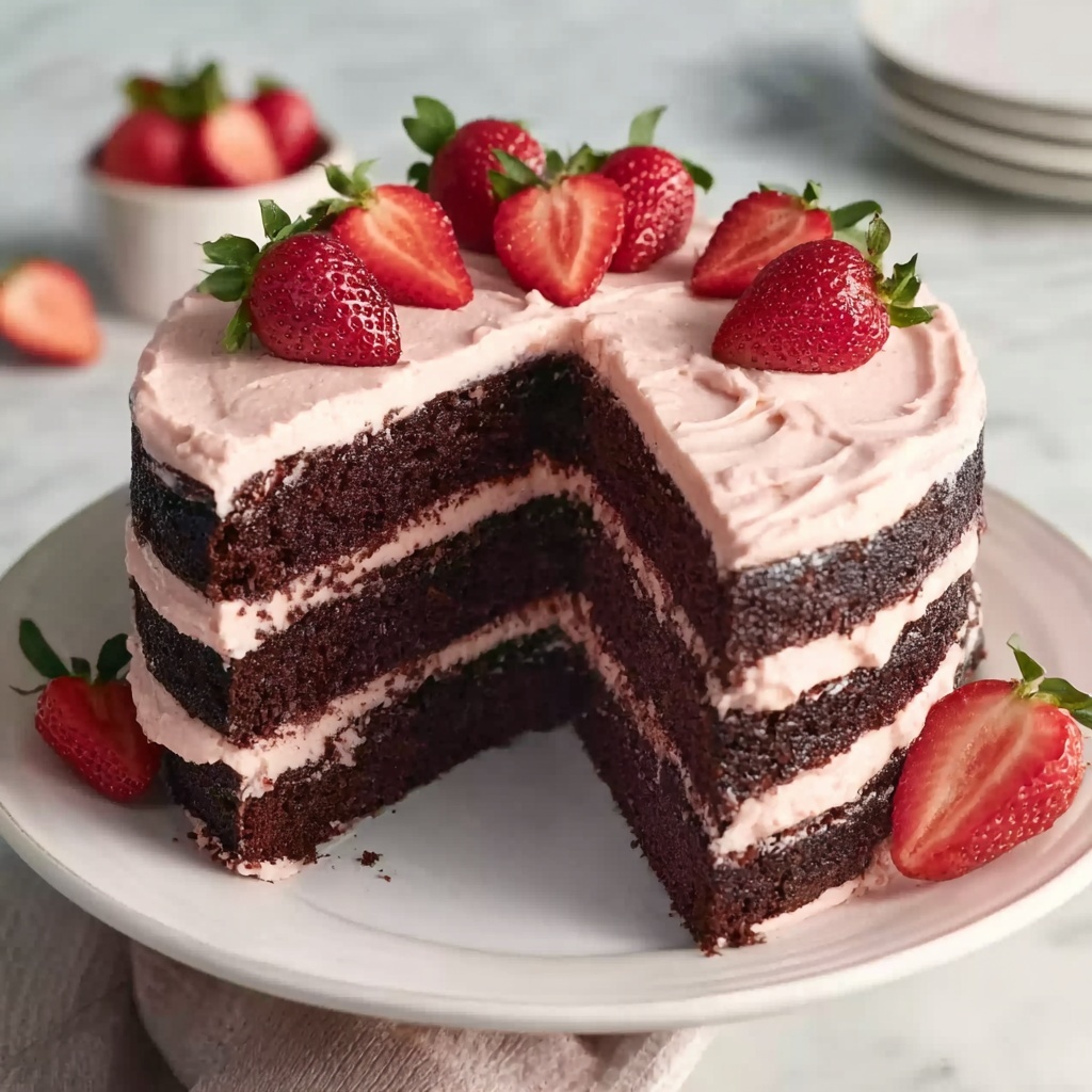 Chocolate Strawberry Layer Cake Recipe - Recipe Image