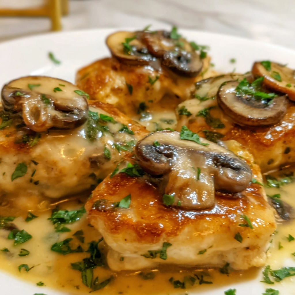 Creamy Garlic Mushroom Chicken Thighs Recipe - Recipe Image