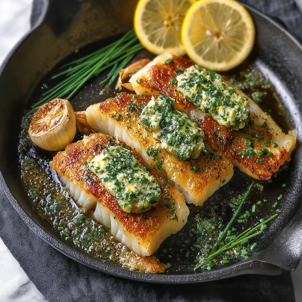 Pan-Roasted Sea Bass with Garlic Butter Recipe - Recipe Image