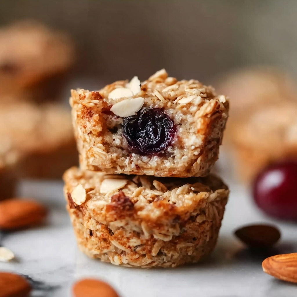 Cherry Almond Baked Oatmeal Cups Recipe - Recipe Image