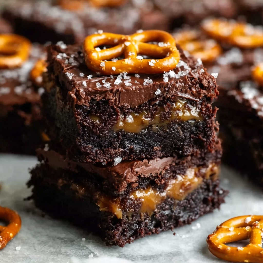 Salted Caramel Pretzel Brownies Recipe - Recipe Image