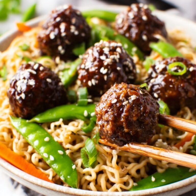 Asian Meatballs with Yakisoba Recipe
