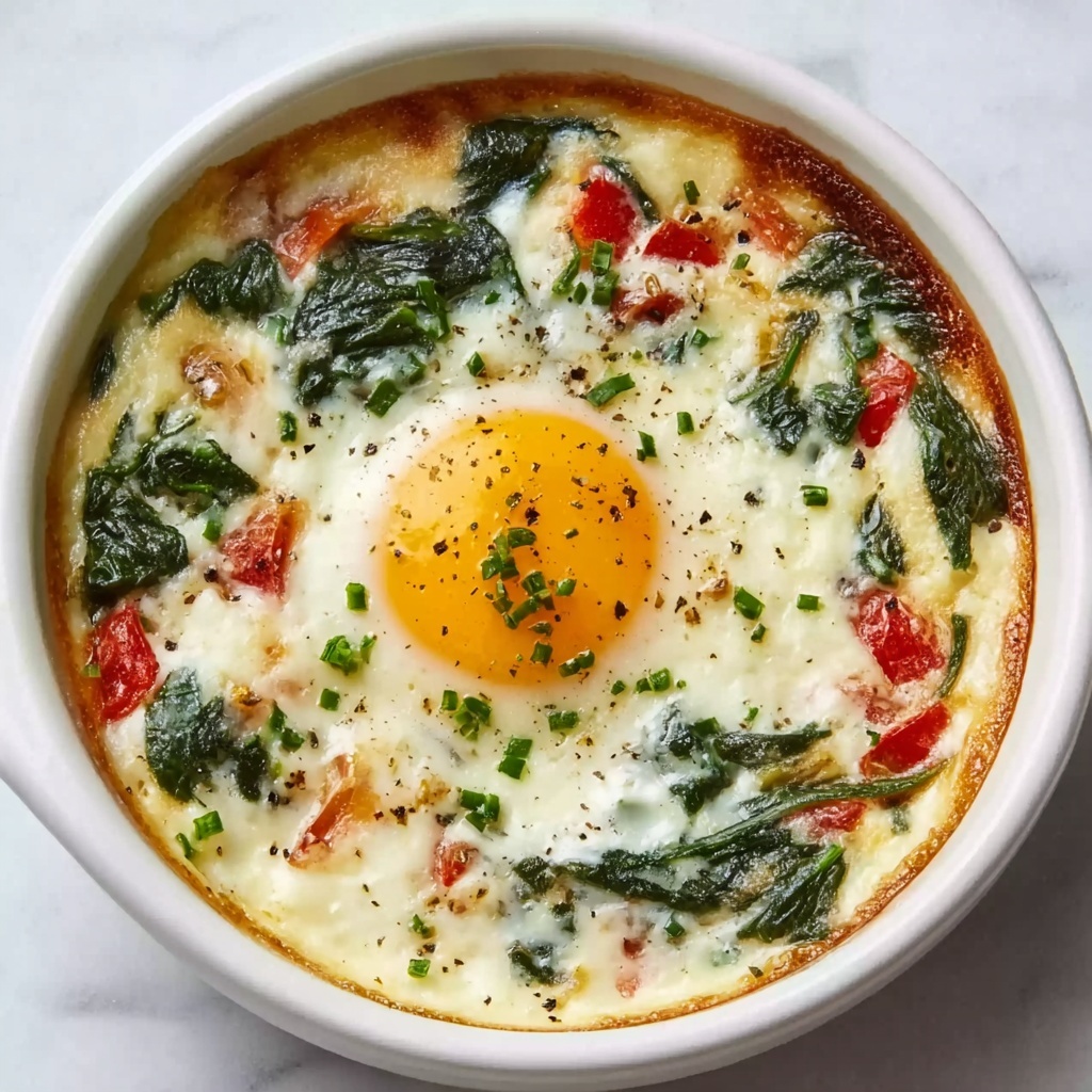 Baked Feta Eggs with Cherry Tomatoes and Spinach Recipe - Recipe Image