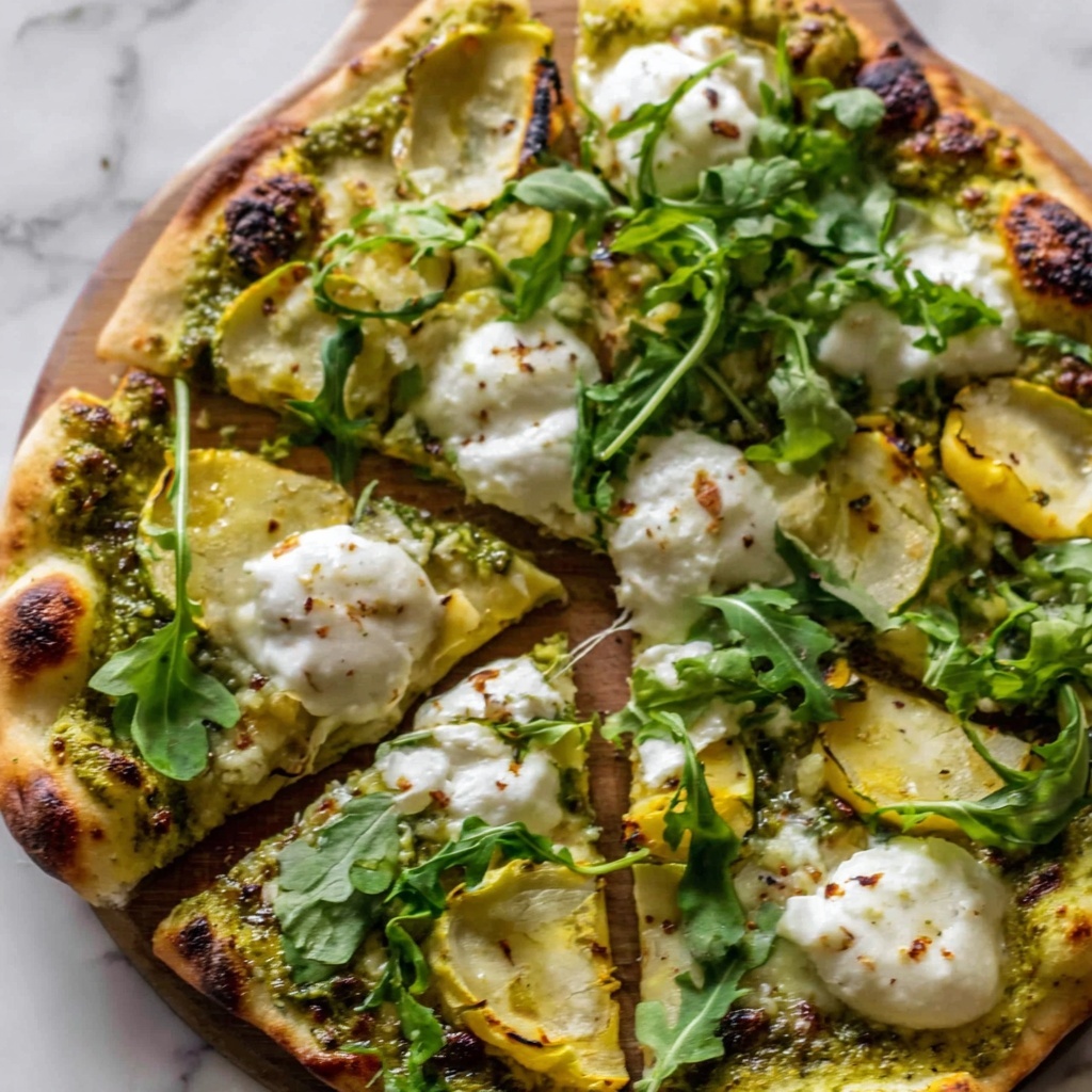Artichoke Pesto and Burrata Pizza with Lemony Arugula Recipe - Recipe Image