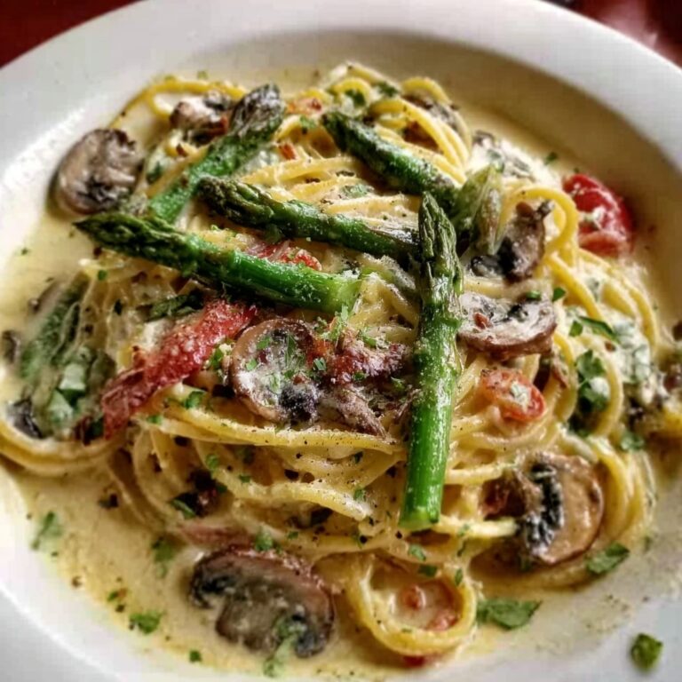 Roasted Asparagus and Mushroom Carbonara Recipe