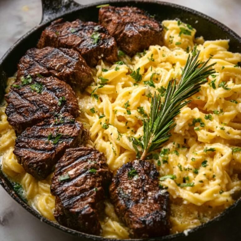 One-Pan Steak Bites & Cheesy Garlic Butter Noodles Recipe