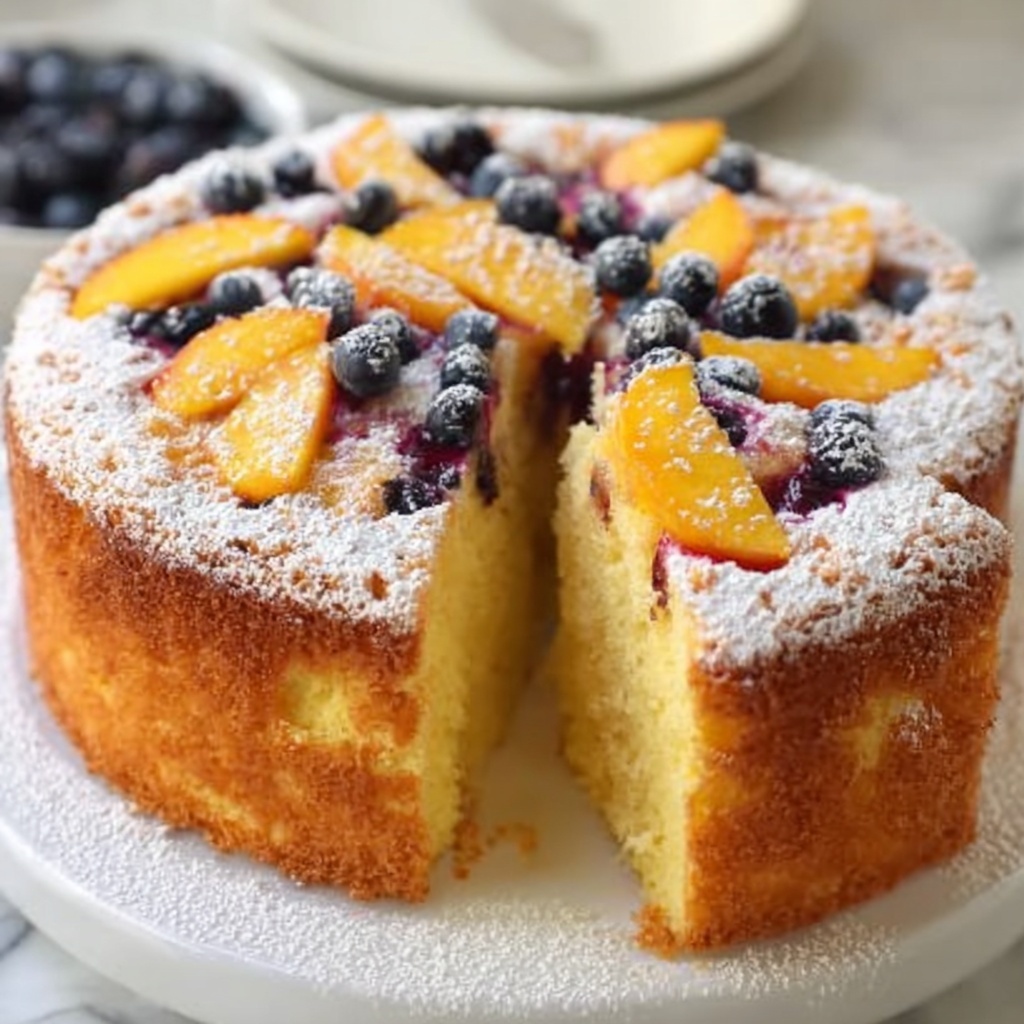 Peach Blueberry Cake Summer Recipe - Recipe Image