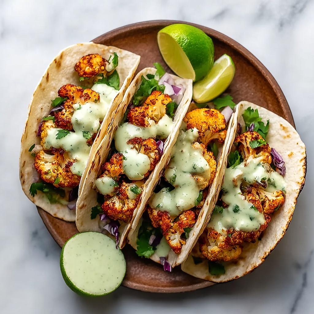 Cauliflower Tacos with Cilantro Lime Crema Recipe - Recipe Image