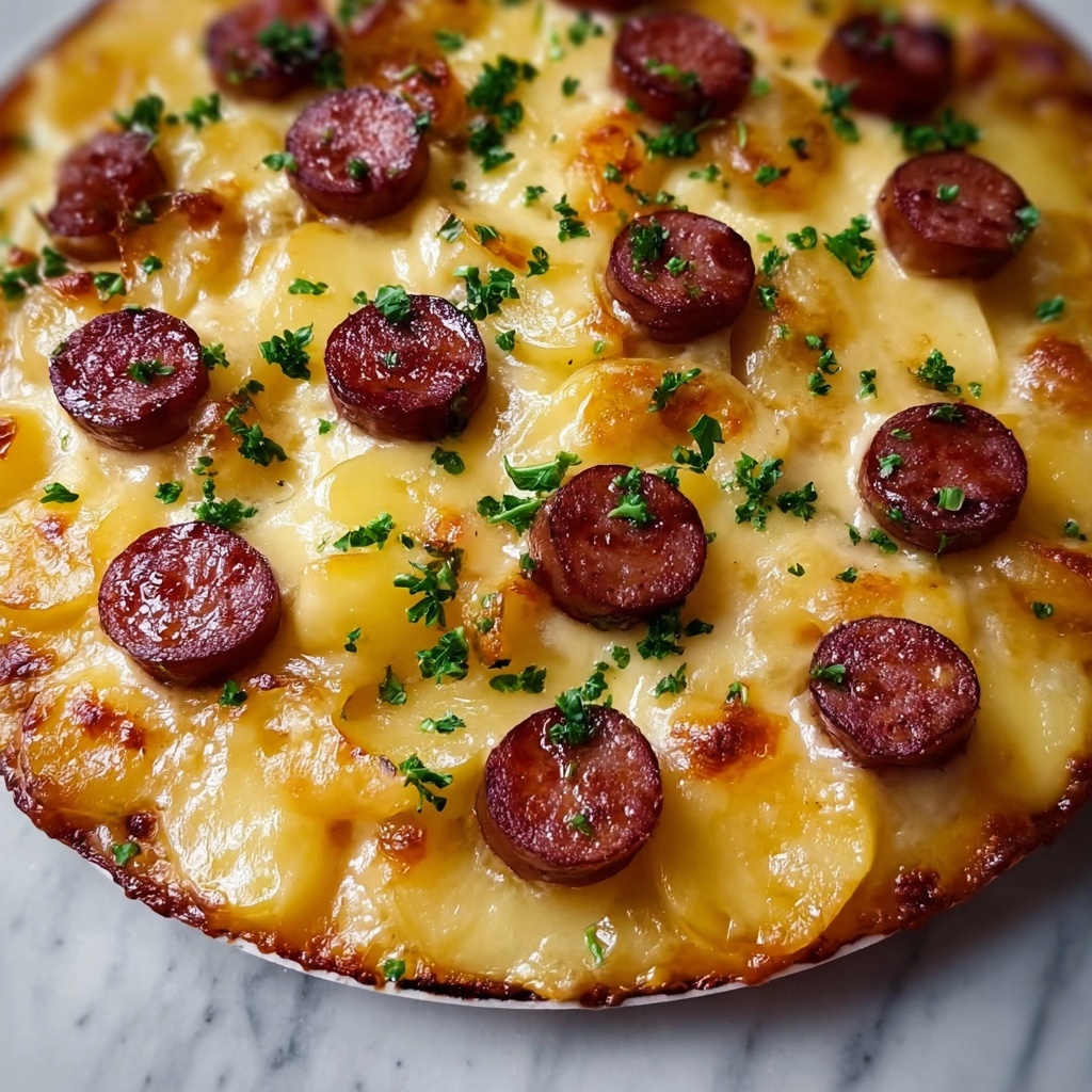 Kielbasa Sausage Cheesy Potato Casserole Recipe - Recipe Image