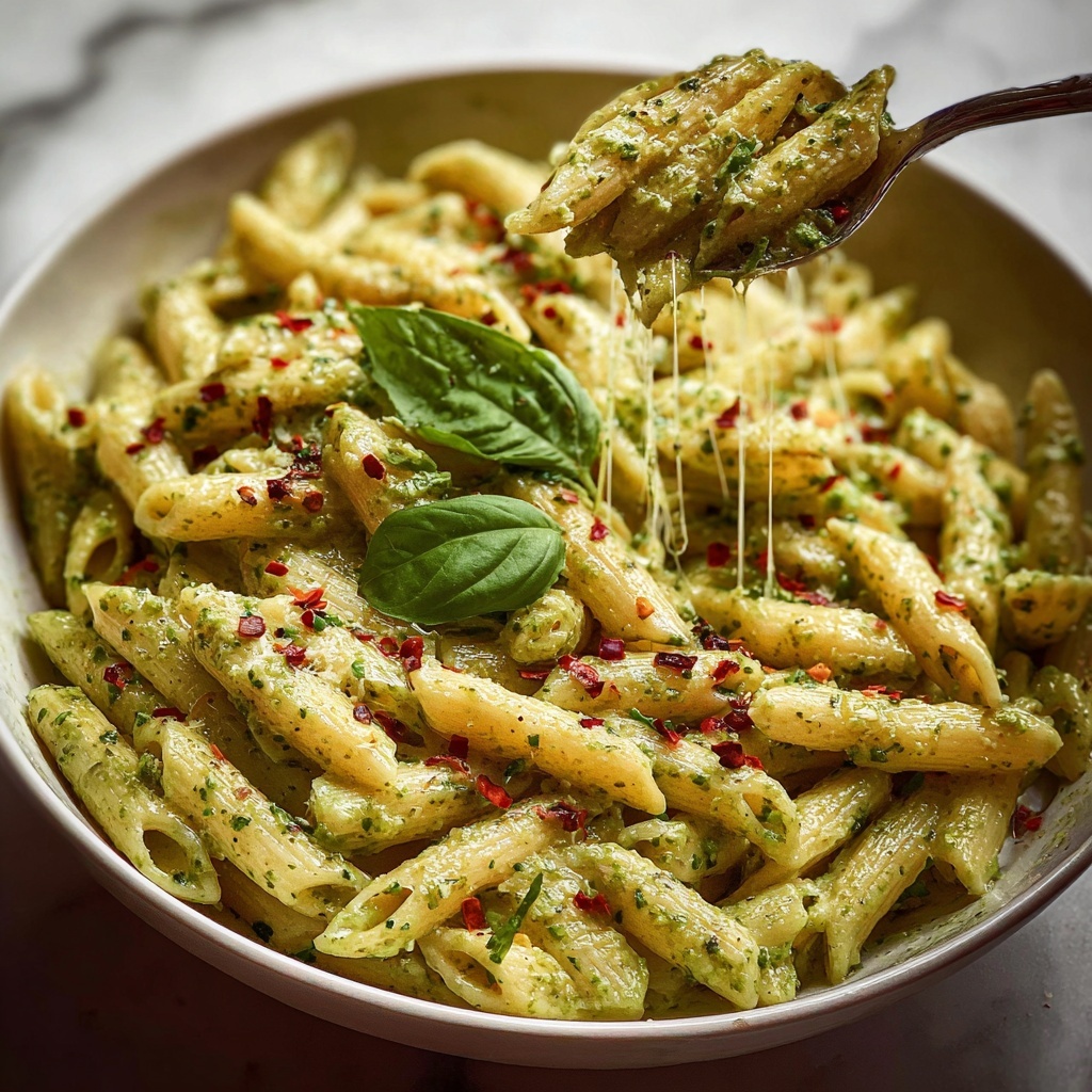 One Pot Creamy Pesto Pasta Recipe - Recipe Image