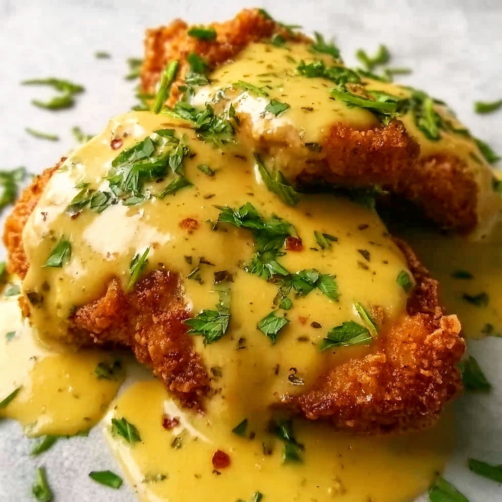 Pretzel-Crusted Chicken with Mustard Cheddar Sauce Recipe - Recipe Image