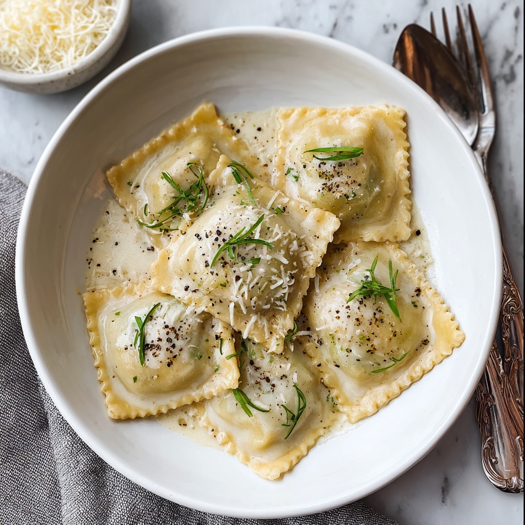 Ravioli with Pears & Cheese in Cacio e Pepe Sauce Recipe - Recipe Image
