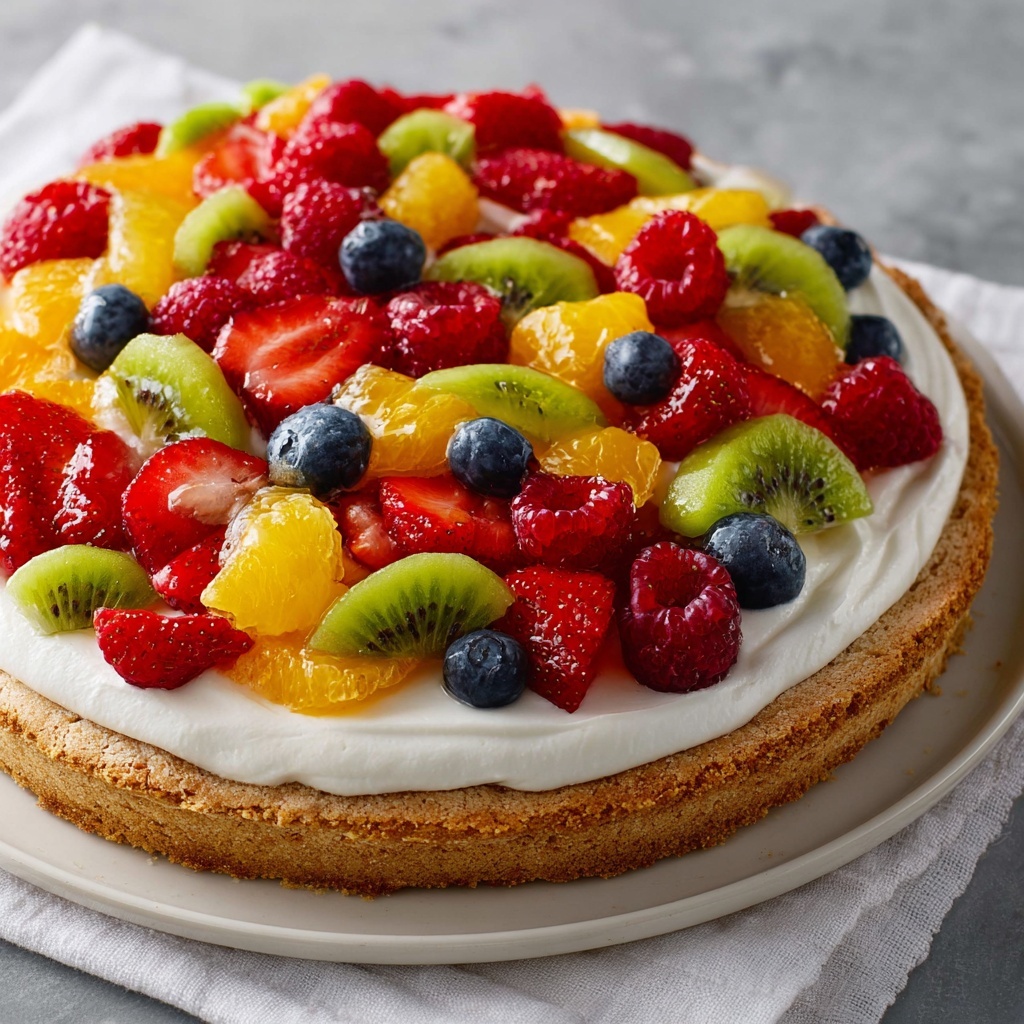 Colorful Fruit Pizza with Cookie Crust and Cream Cheese Frosting Recipe - Recipe Image