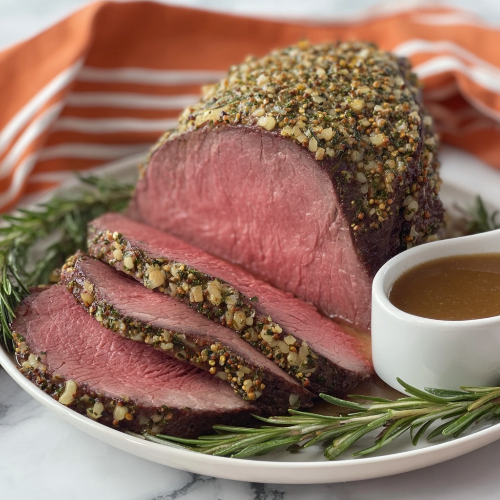 Herb-Crusted Sirloin Tip Roast with Fennel Brown Gravy Recipe - Recipe Image