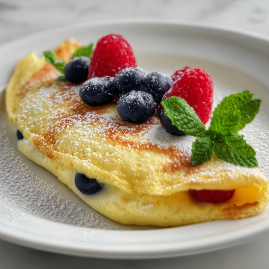 Slovenian Sweet Omelette with Cranberry Jam and Fresh Berries Recipe - Recipe Image