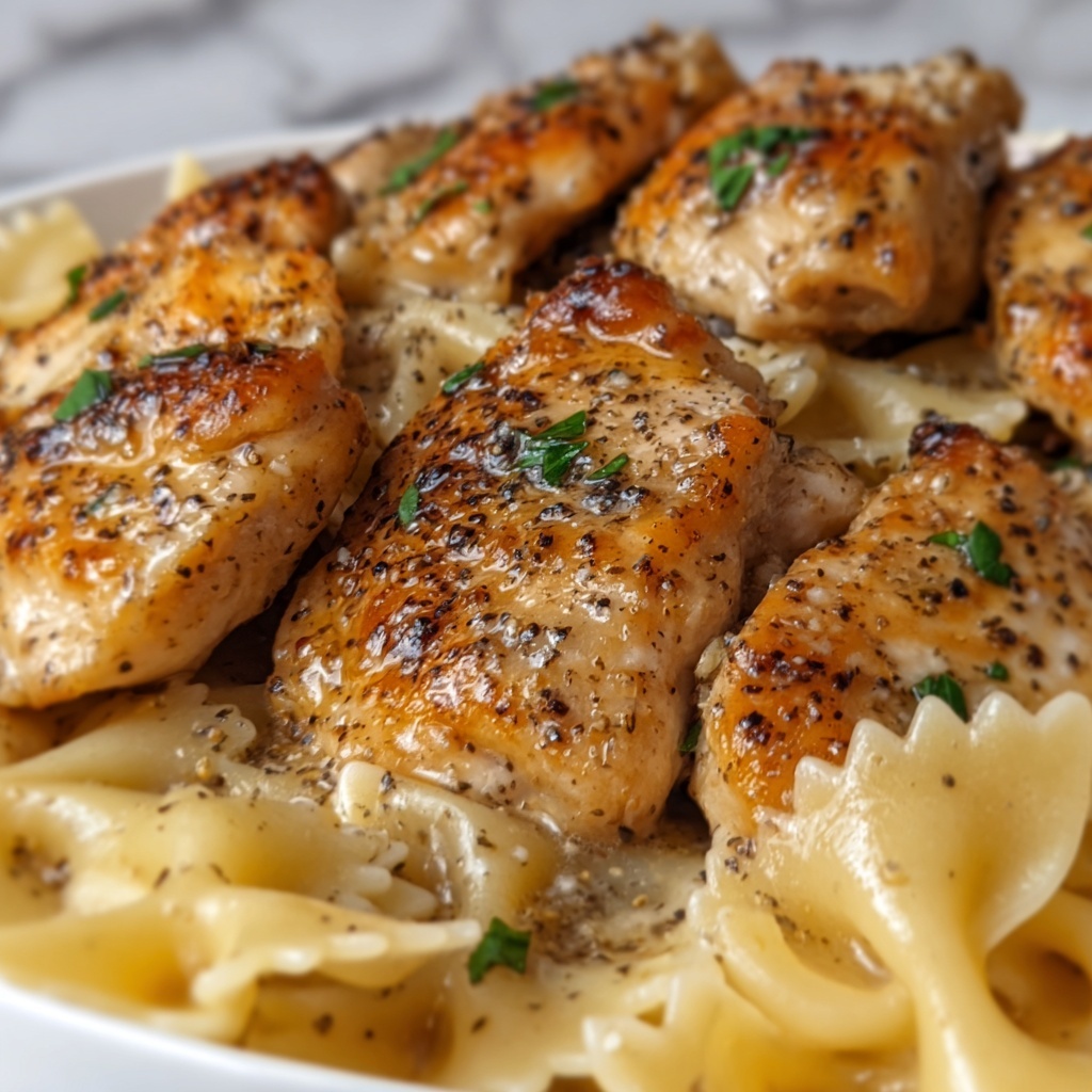 Lemon Garlic Chicken with Creamy Bowtie Pasta Recipe - Recipe Image