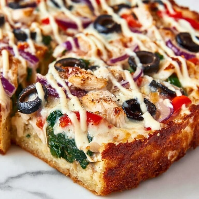 Greek Chicken and Spinach Pizza with Tzatziki Drizzle Recipe