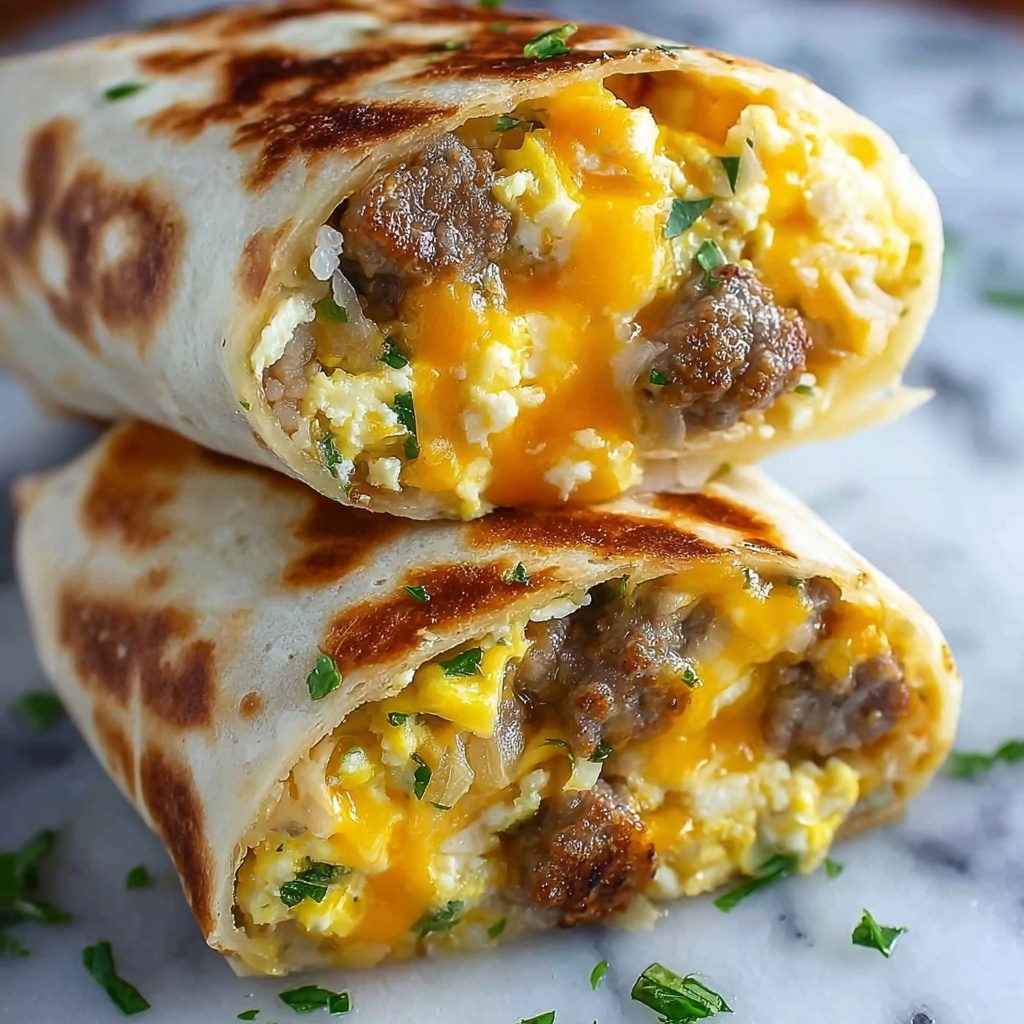 Sausage and Beef Scramble Breakfast Burritos Recipe - Recipe Image