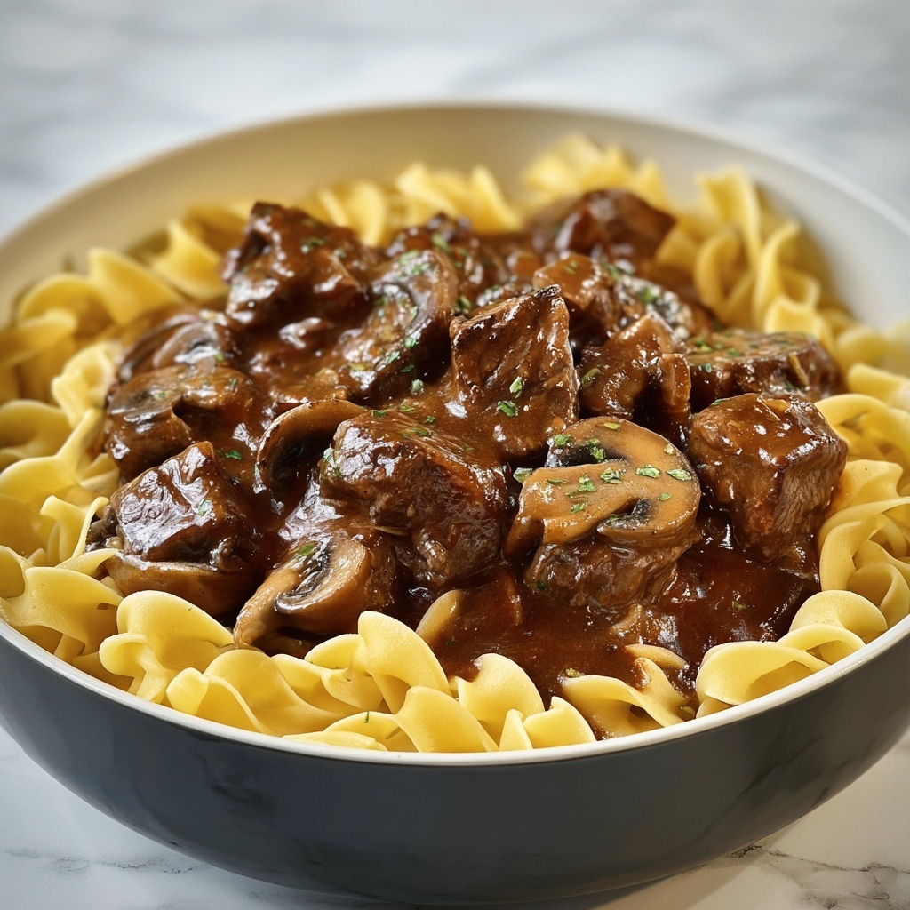 Tender Crockpot Beef Tips with Noodles Recipe - Recipe Image