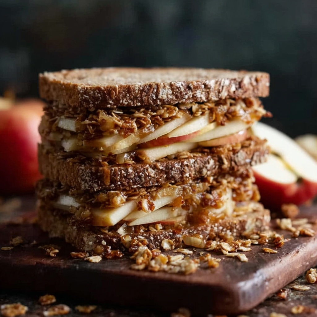 Peanut Butter Apple Sandwiches with Granola Recipe - Recipe Image