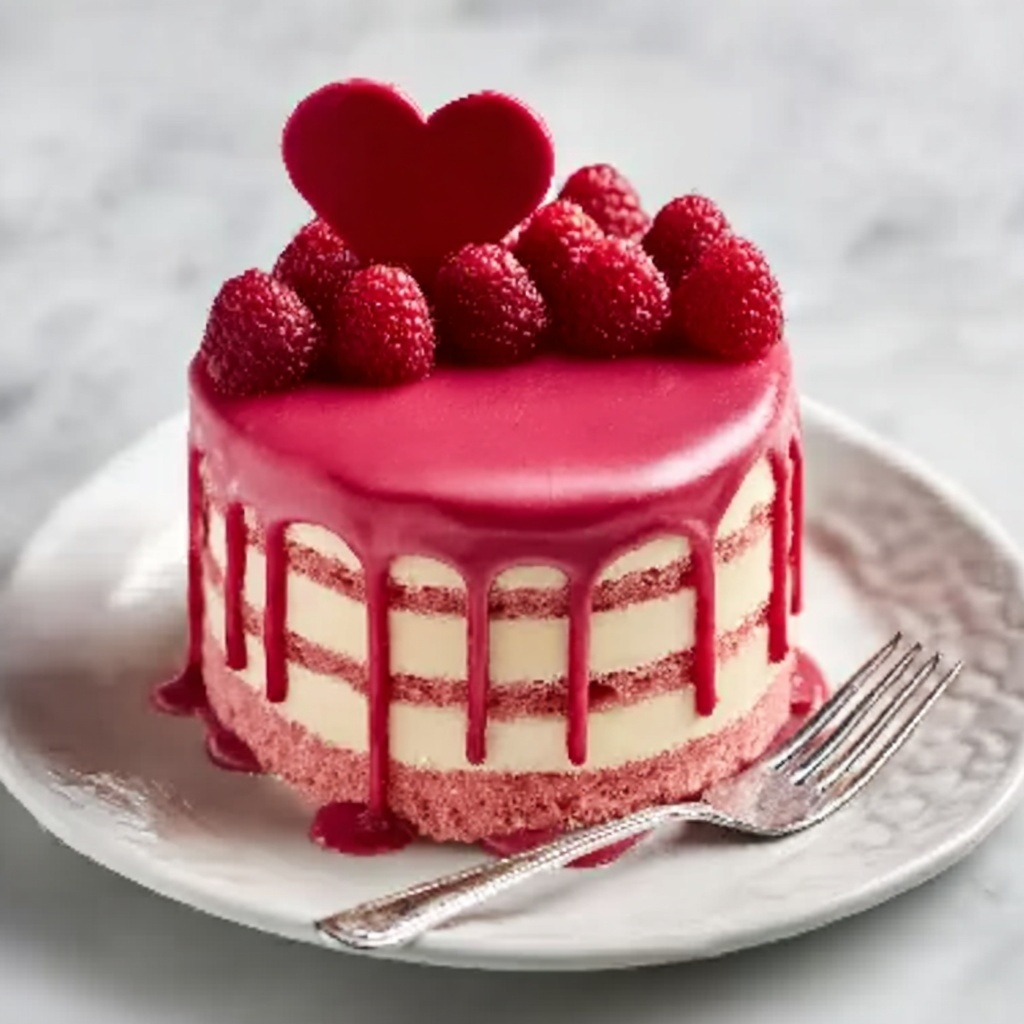 Raspberry Heart Cake Recipe - Recipe Image