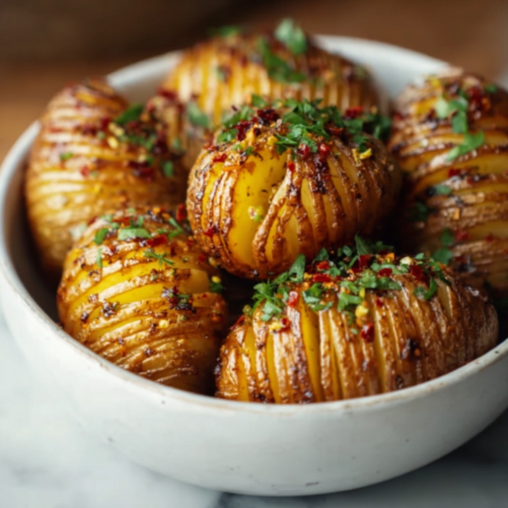 Salt & Pepper Mini Hasselback Potatoes with Cajun Dip Recipe - Recipe Image