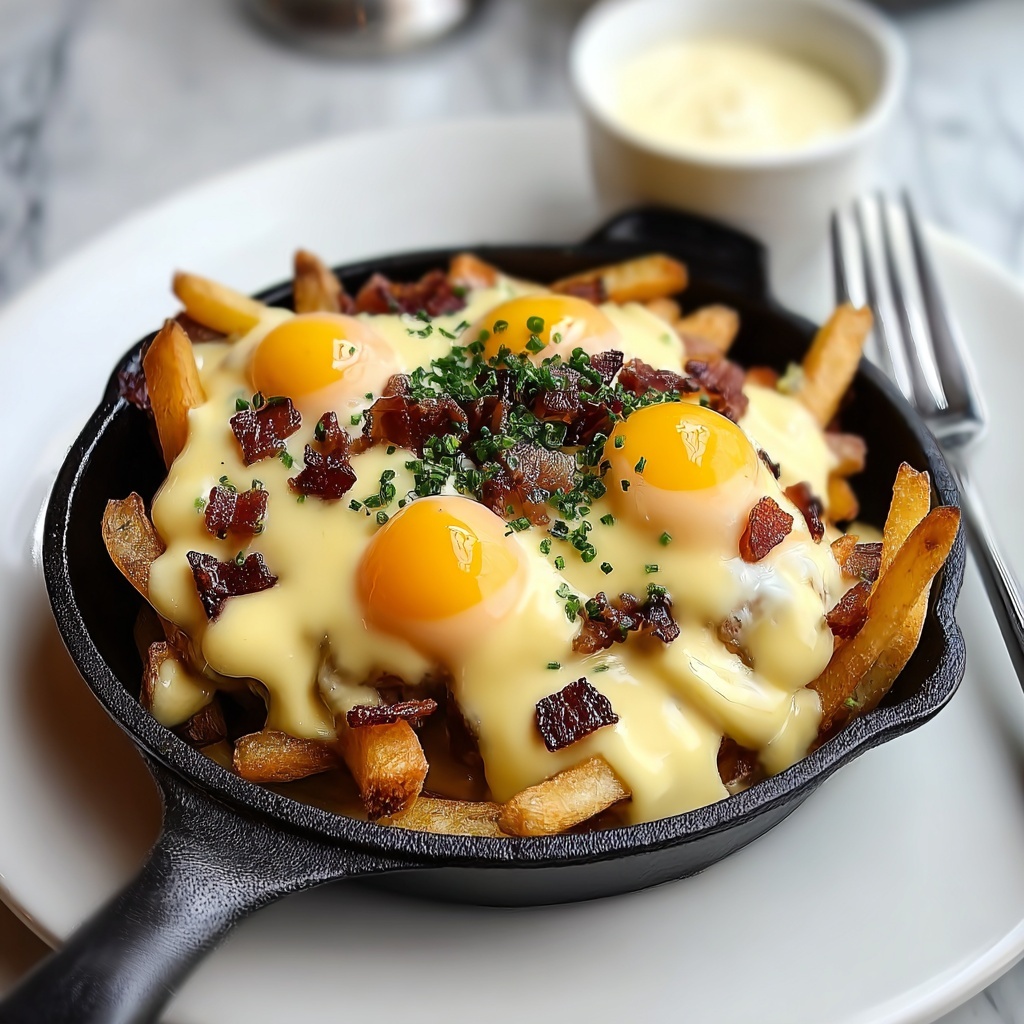 Breakfast Poutine with Hollandaise Sauce and Poached Eggs Recipe - Recipe Image