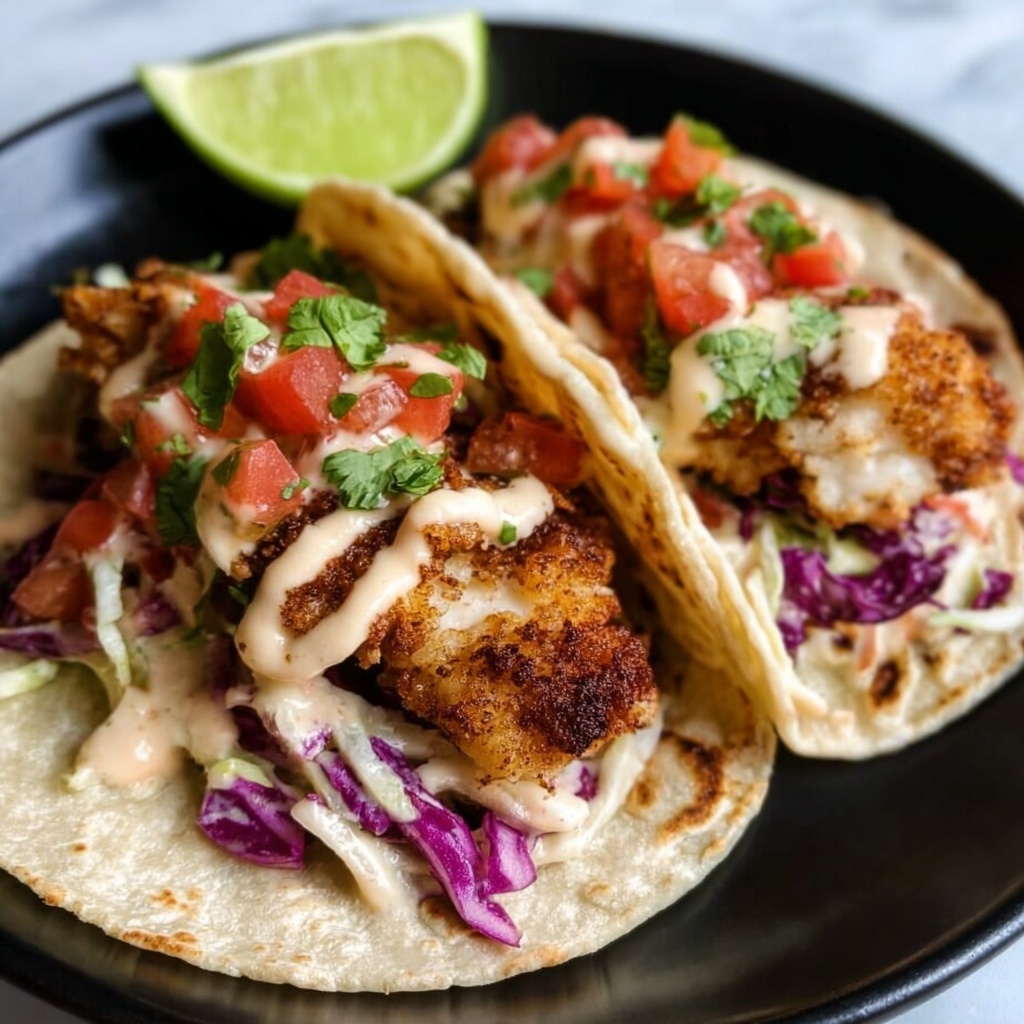 Cod Fish Tacos with Cabbage and Lime Sauce Recipe - Recipe Image