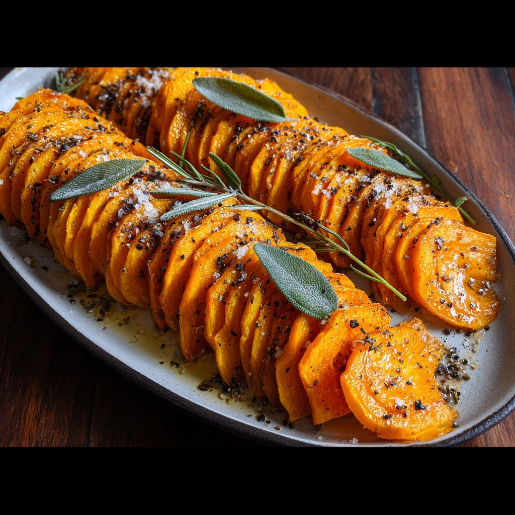 Roasted Hasselback Butternut Squash with Sage Butter Recipe - Recipe Image