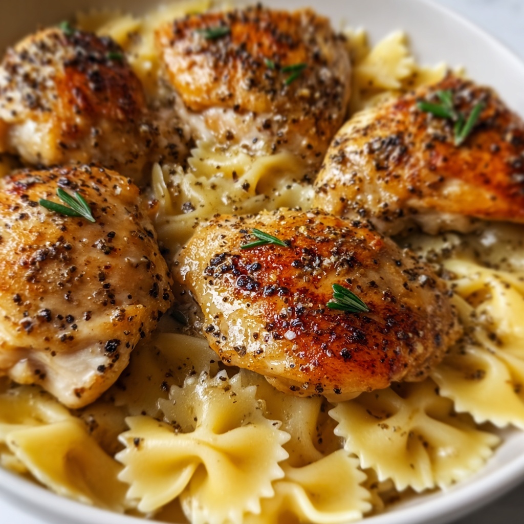 Lemon Garlic Chicken with Creamy Bowtie Pasta Recipe - Recipe Image