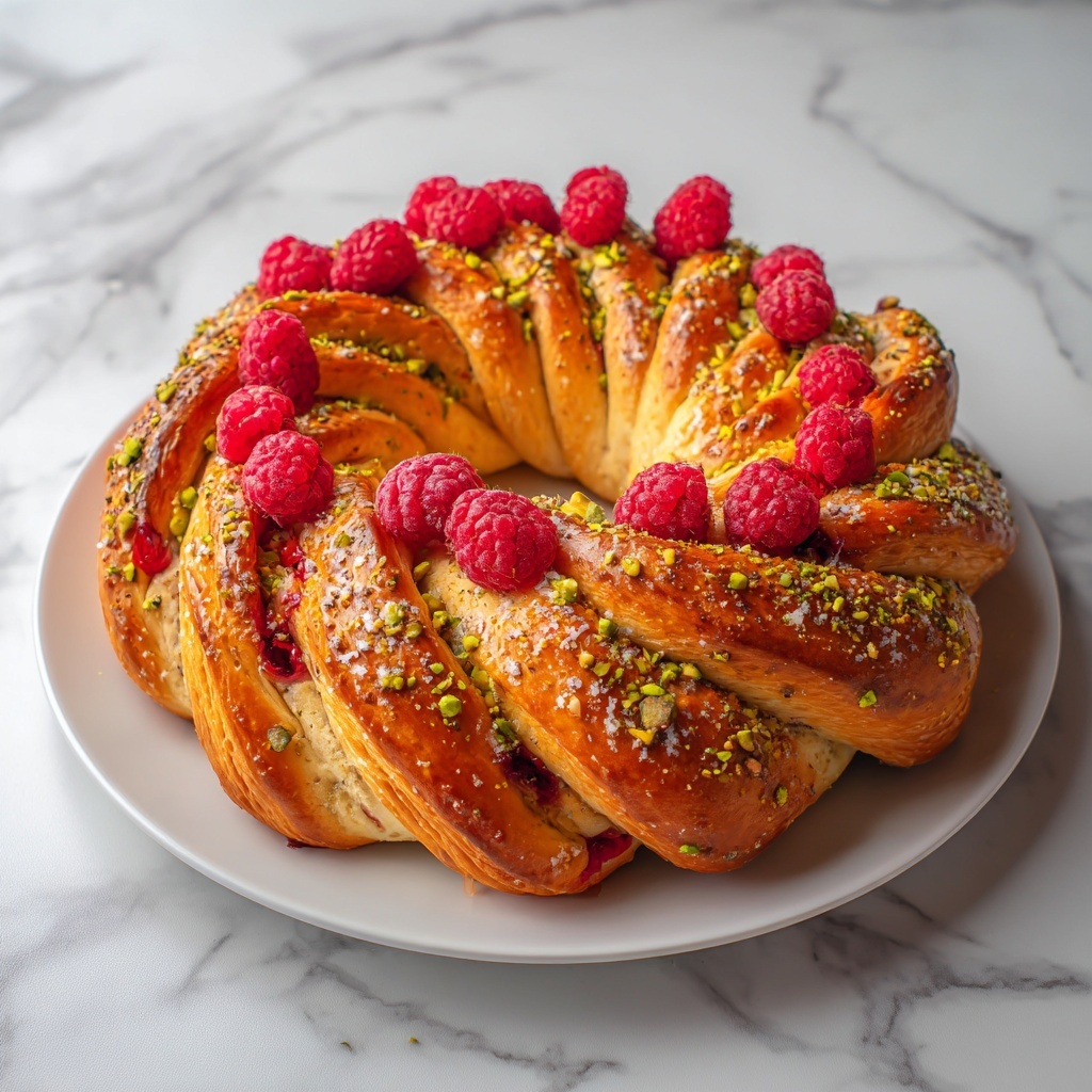 Raspberry and Pistachio Wreath Recipe - Recipe Image