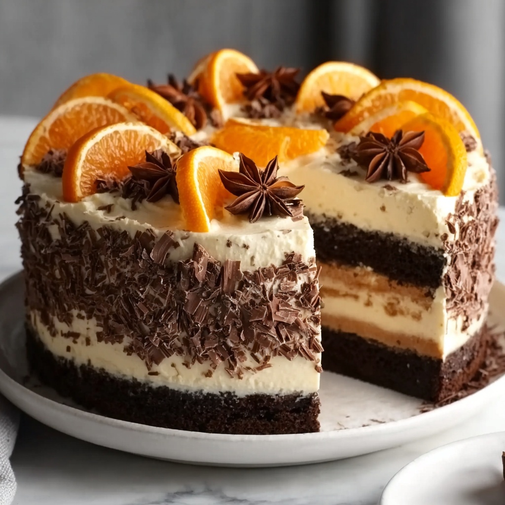 Chocolate Orange Cheesecake Layer Cake Recipe - Recipe Image