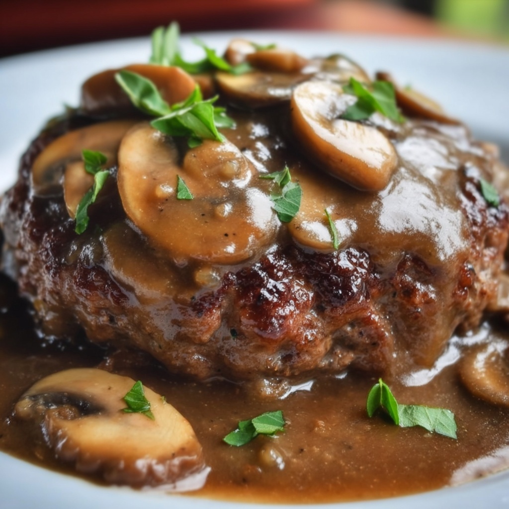 Bobby Flay's Salisbury Steak with Mushroom Gravy Recipe - Recipe Image