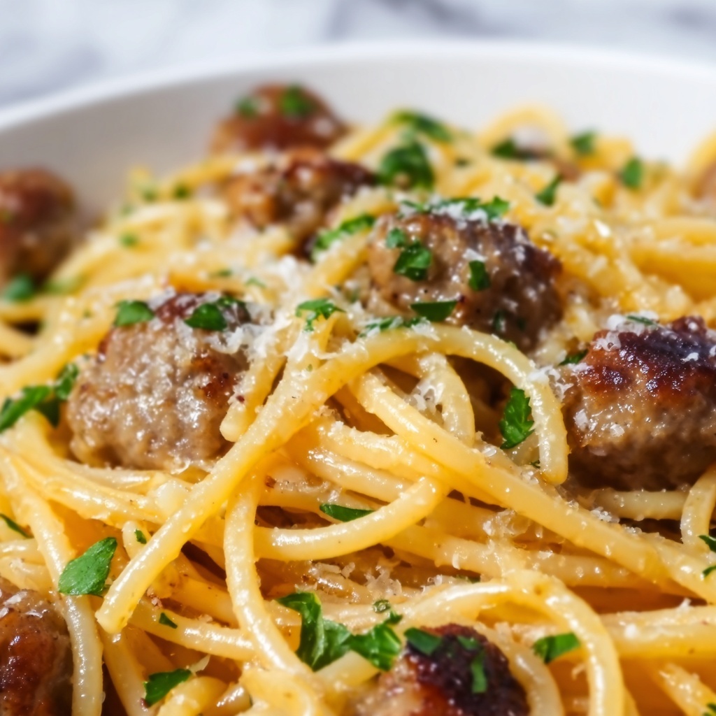 Sticky Honey Garlic Sausage Pasta Skillet Recipe - Recipe Image